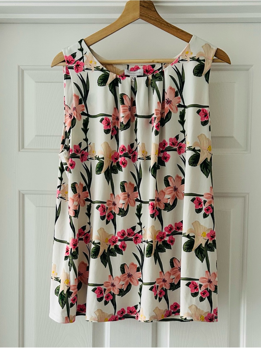 Charter Club Floral Sleeveless Blouse Size L Pink Green